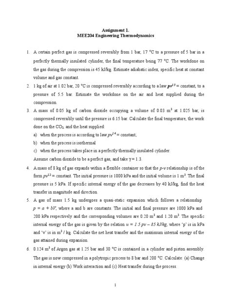 Engineering Thermodynamics Problems | PDF | Enthalpy | Heat