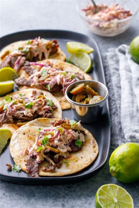 Steak Street Tacos with Chipotle Lime Coleslaw | Love and Olive Oil