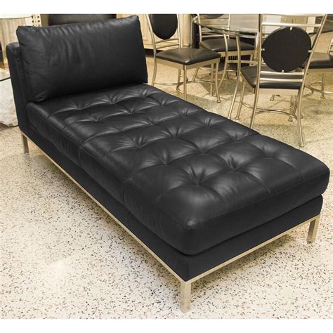 Modern ITALSOFA Black Leather Chaise Lounge | Leather chaise lounge ...