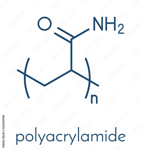 Polyacrylamide (PAM) polymer, chemical structure. Skeletal formula ...