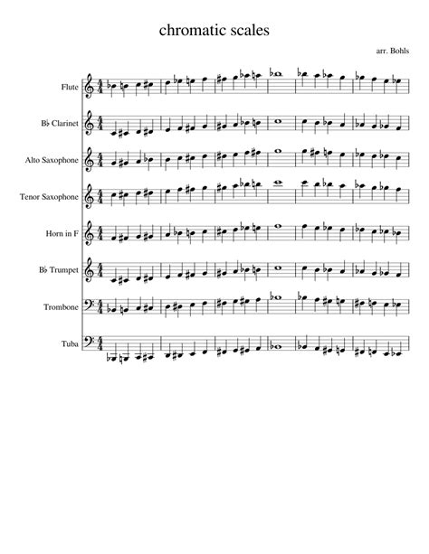 chromatic scales Sheet music for Trombone, Tuba, Flute, Clarinet in b ...