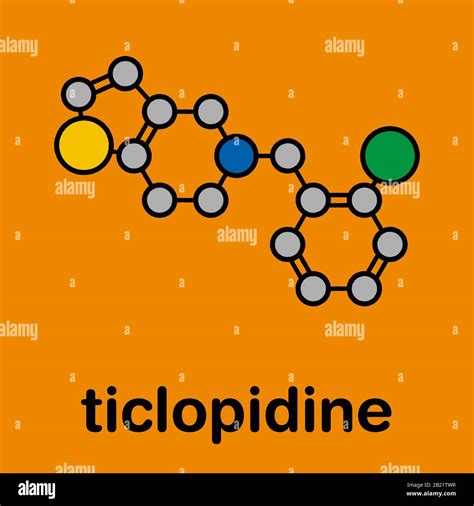 Ticlopidine antiplatelet drug molecule, illustration Stock Photo - Alamy