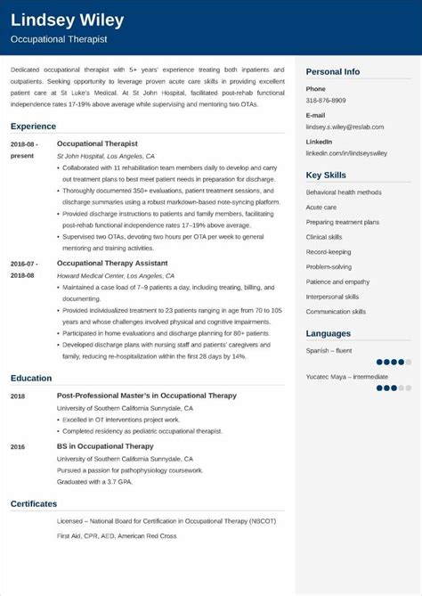 Occupational Therapy Resume—Examples (+ New Grads)