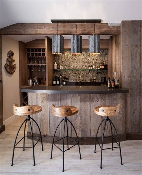 Home bar ideas home bar beach style with galvanized steel natural wood ...