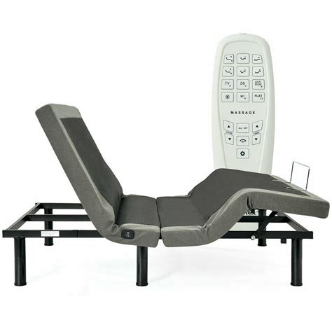 Costway Adjustable Massage Bed Base Upholstered Wireless Remote USB ...