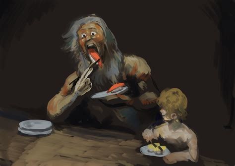 Chronos eating sushi with his son by 茶んた | Saturn Devouring His Son ...