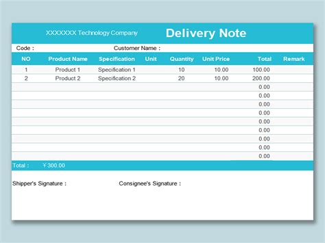 EXCEL of Delivery Note Template.xlsx | WPS Free Templates