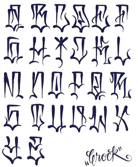 Tattoo Lettering Alphabet in Blue Ink