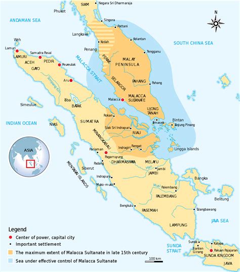 Strait Of Malacca On Asia Map