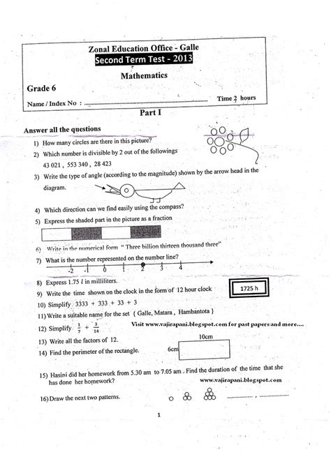 Past papers: Grade 6