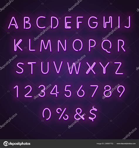 Alphabet Neon Sign Glowing Neon Letters Numbers Letters Glowing Retro ...