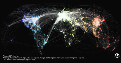 The World's Flight Paths and Aviation Hubs