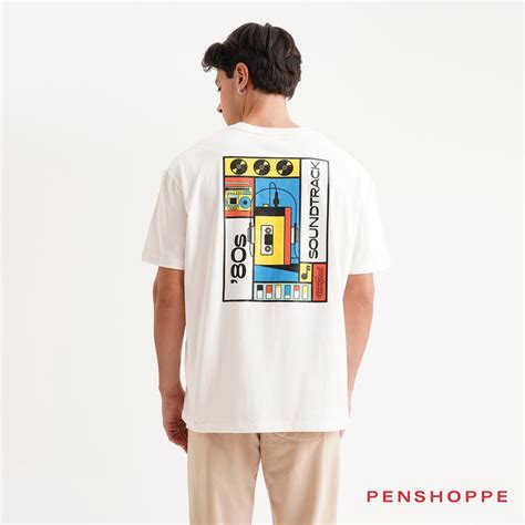 Penshoppe Relaxed Fit Tshirt With Front And Back '80S Print For Men ...