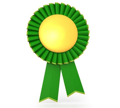 3d Green Yellow Batch Ribbon Of Success Stock Photo | PowerPoint ...