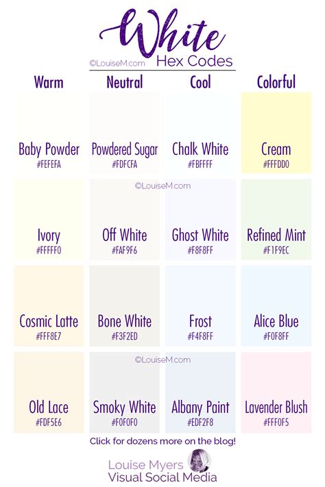 70 White Hex Codes to Pick the Perfect Shades of White | LouiseM ...