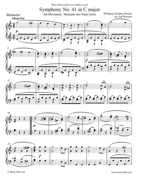 Mozart : Symphony no.41 in C "Jupiter" K.551, 3rd movement arranged for ...