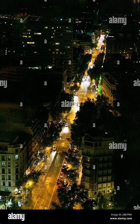 Gran Via at night from the spanish building. Madrid, Spain Stock Photo ...