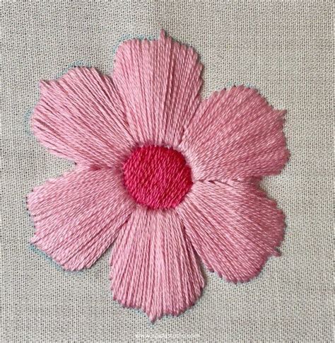 Stitching a motif with satin stitch | Epida Studio | Embroidery flowers ...