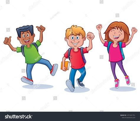 Cartoon Three Kids Two Boys Girl Stock Vector (Royalty Free) 1271691751 ...