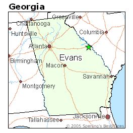 Map Of Evans Georgia - Koren Mikaela