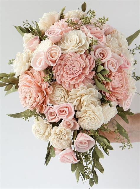 Blush Pink Teardrop Bridal Bouquet Mini Cascading Bouquet | Flower ...