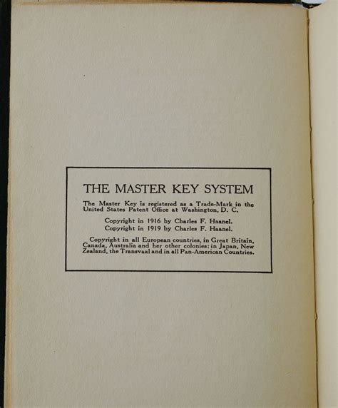 The Master Key System by Charles F Haanel - 1919 - from Burnside Rare ...