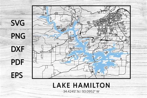 Lake Hamilton Arkansas Map w/ Street Road & GPS Coordinates