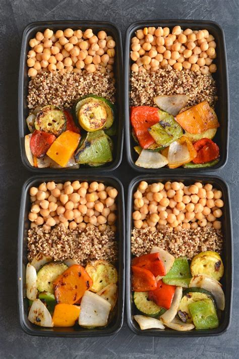 Meal Prep Chickpeas Grilled Veggies {Vegan, Low Cal} - Skinny Fitalicious