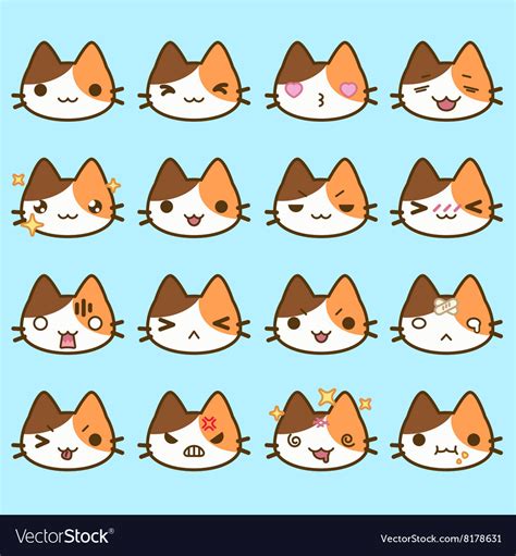 Set of simple cute cat emoticons Royalty Free Vector Image