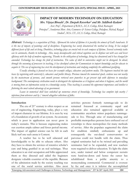 (PDF) Impact of Modern Technology on Education