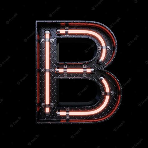 Premium Photo | Neon light letter b with red neon lights.