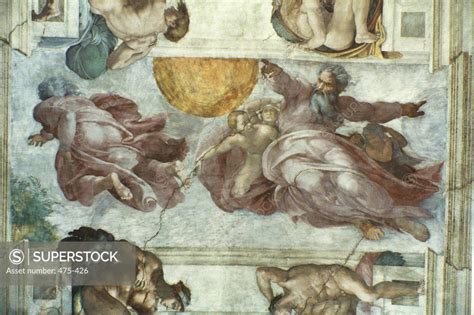 Creation of the Sun & the Moon Fresco Michelangelo Buonarroti (1475 ...