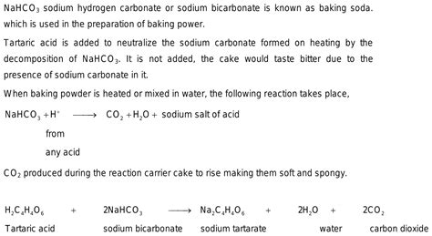 Write the reaction (with tartaric acid) for formation of baking powder