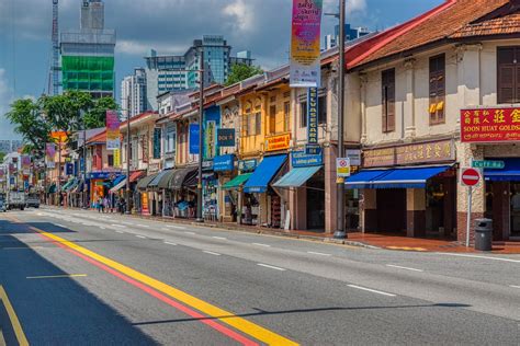 Serangoon road with colorful, traditional shop houses in Little India ...