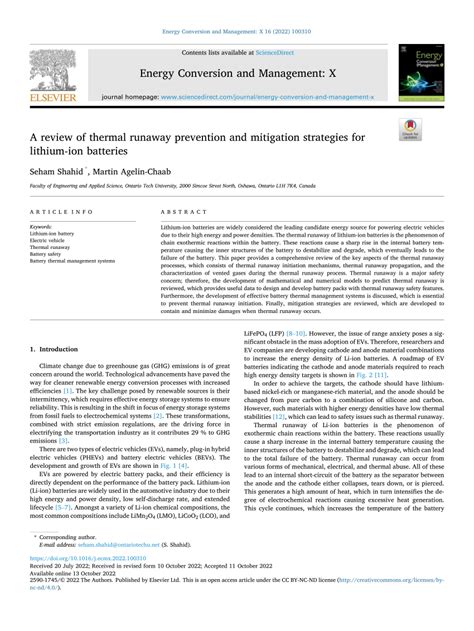 (PDF) A review of thermal runaway prevention and mitigation strategies ...