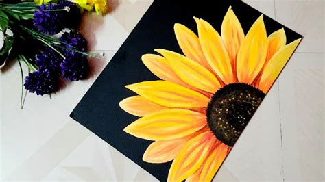 Sunflower Painting by Acrylic Colour / Step by Step Sunflower Painting ...