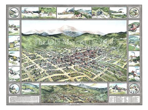 Cripple Creek, Colorado in 1896 - Bird's Eye View Map, Aerial map ...