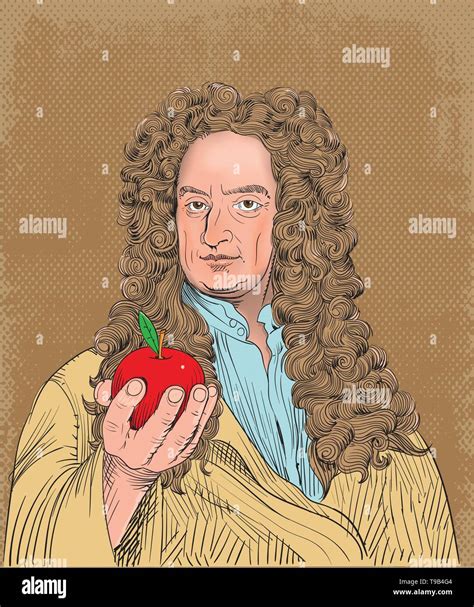 Isaac Newton portrait in line art illustration. Vector Stock Vector ...