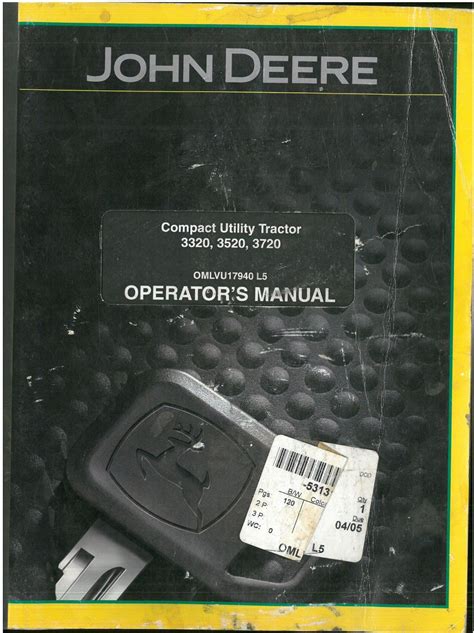 John Deere Compact Utility Tractor 3320 3520 3720 Operators Manual ...