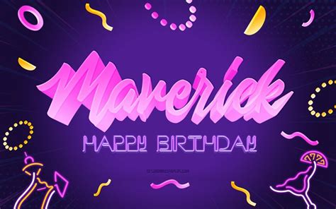 Download wallpapers Happy Birthday Maverick, 4k, Purple Party ...