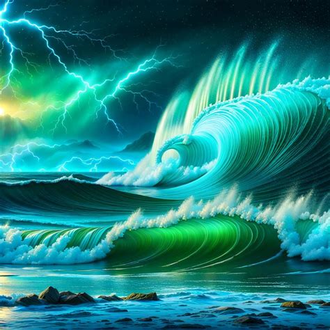 Lightning storm in the ocean - AI Generated Artwork - NightCafe Creator