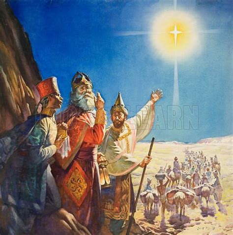 The Three Wise Men following the Star of Bethlehem stock image | Look ...