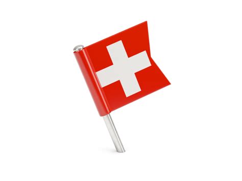 Square flag pin. Illustration of flag of Switzerland