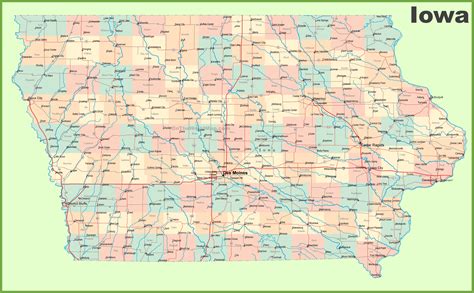 Large detailed map of Iowa with cities and towns - Ontheworldmap.com