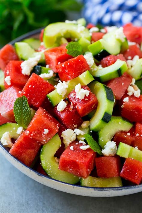 Watermelon Salad with Feta and Cucumber - Dinner at the Zoo