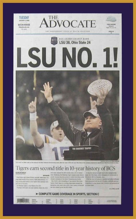 Louisiana State Tigers Wood Mounted Poster Print - LSU NO 1 - 2007 ...