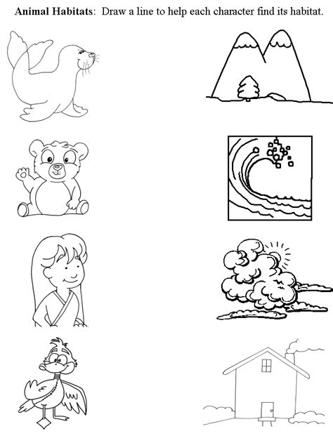 Animal Habitats Activity Worksheet | Kindergarten worksheets, Preschool ...