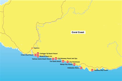 Map Of Fiji Resorts Coral Coast - China Map Tourist Destinations