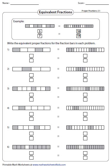 Equivalent Fraction Worksheets