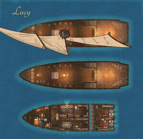 The Lucy - A DnD Battlemap of a small sail boat (37x36) : dungeondraft ...